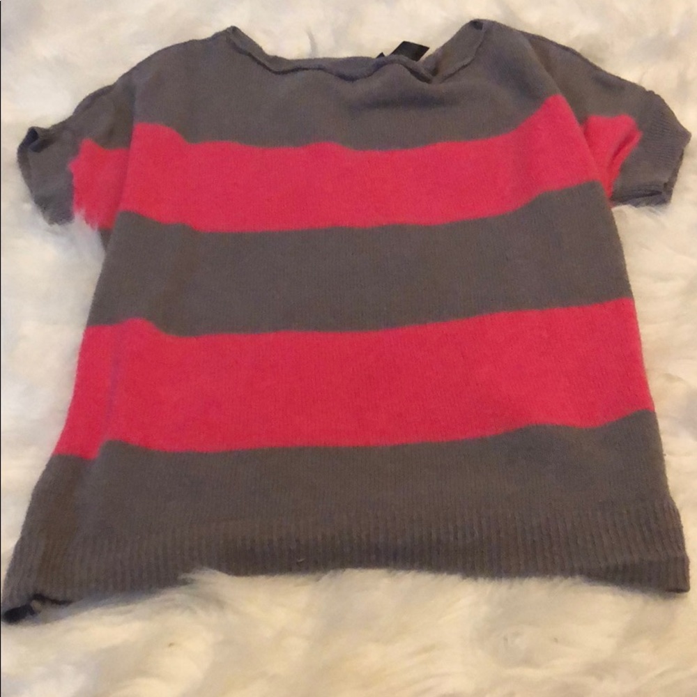 [Anne Taylor] Pink and Gray Striped Sweater